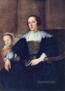  Wife Oil Painting - The Wife and Daughter of Colyn de Nole Baroque court painter Anthony van Dyck